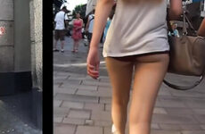 Tight Shorts Show Off Her Ass