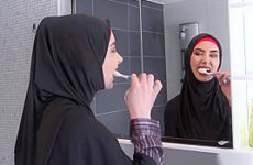 Czech Muslim bitch Freya Dee was surprised in the bathroom.